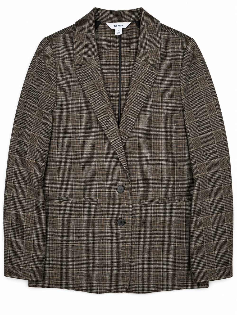 Old Navy Women's Brown and Tan Plaid Blazer Size M